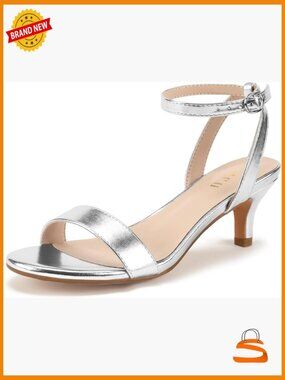 Low Kitten Heels Open Toe Ankle Strap Dressy Sandals Bridal Evening Party Shoes